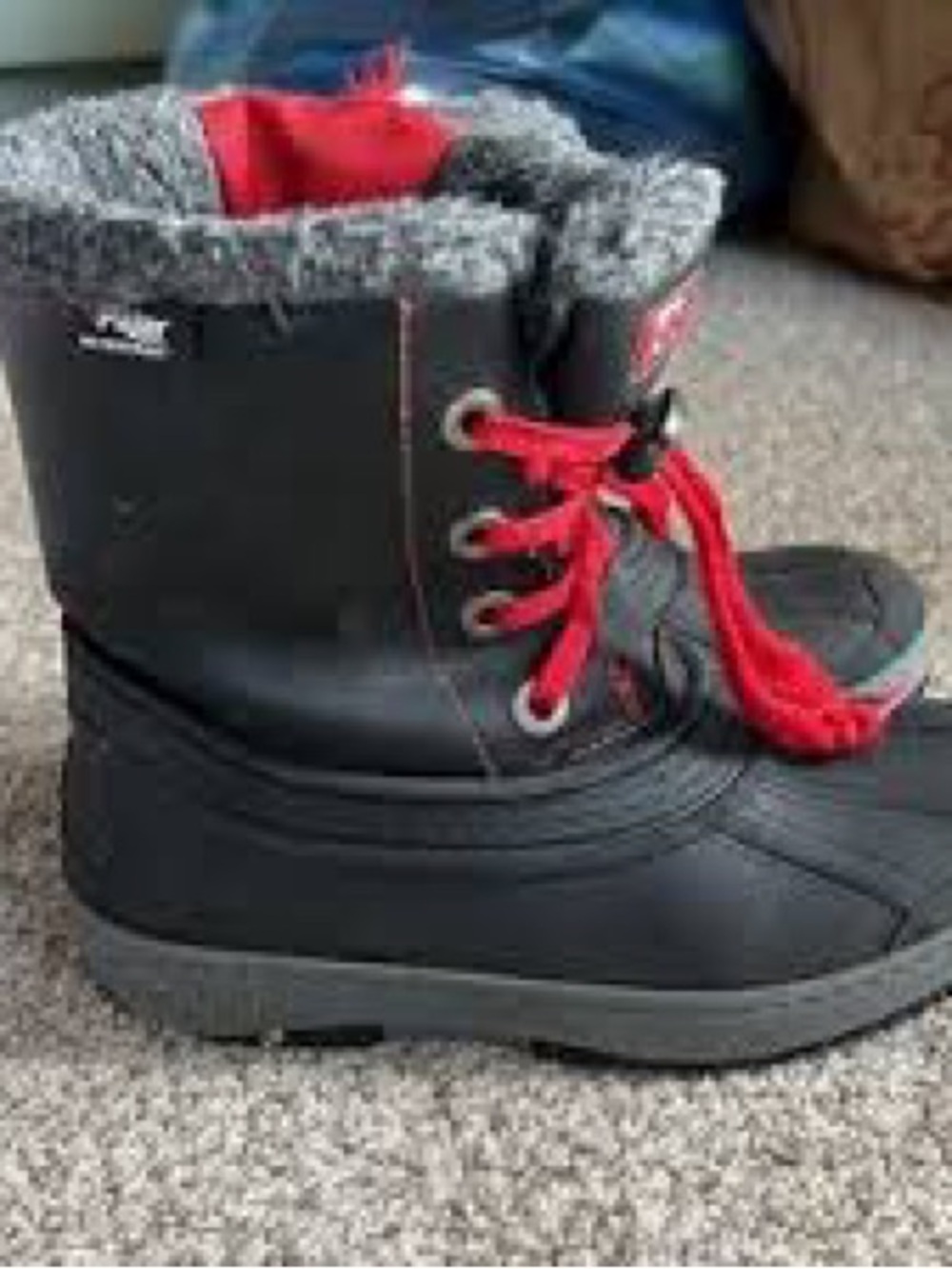 Pajar Kids Black Snow Boots with Red Laces
